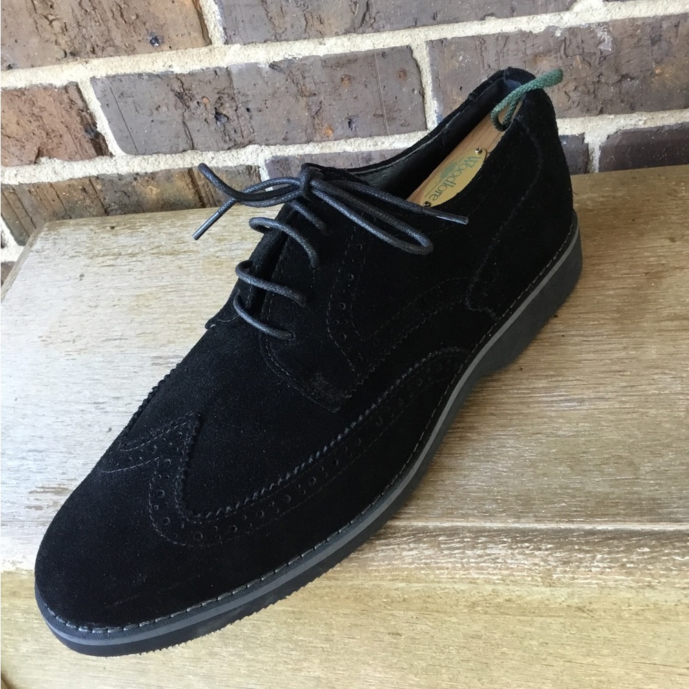 Men's Black Suede Wingtip Derby - Classic Lace-Up Oxford